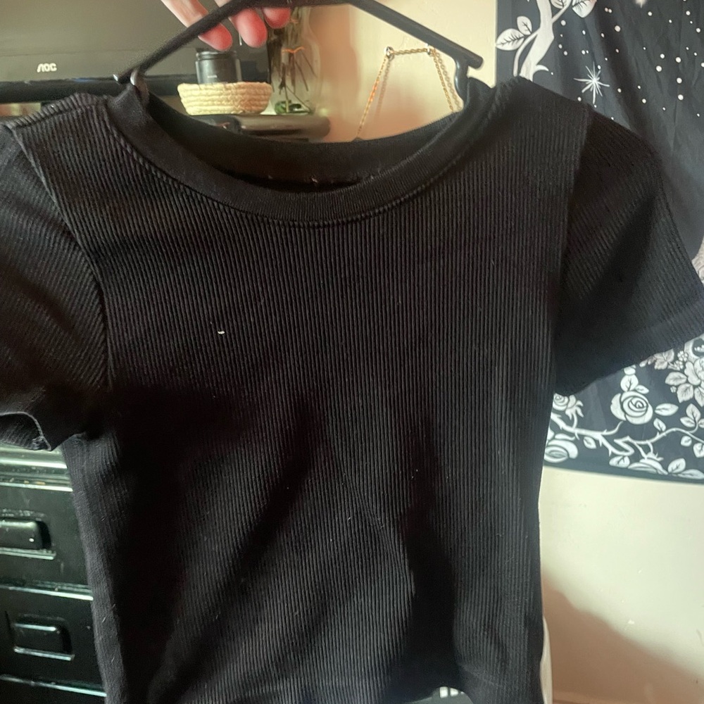 Black Ribbed T-Shirt